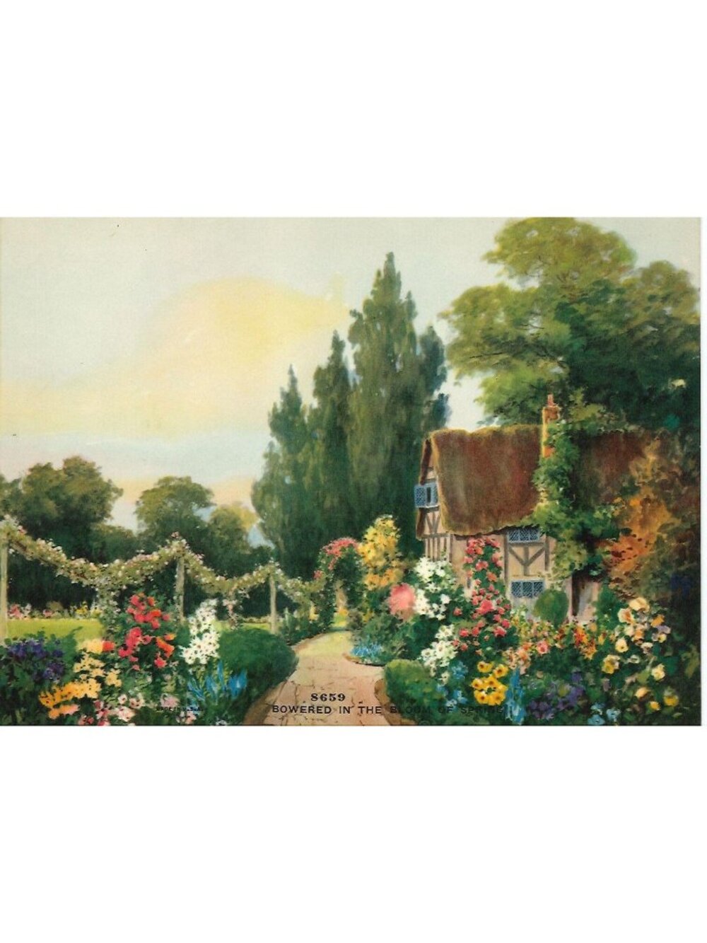 🎨 2 for $20 🎨Vintage Calendar Print "Bowered in the Bloom of Spring" 5.75x7.75